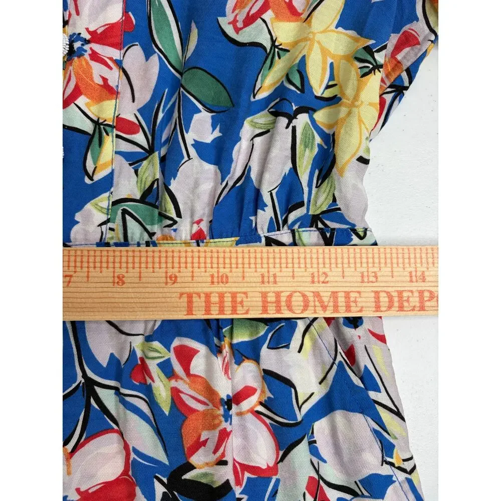 Skies Are Blue Floral Short Romper Sz XS Garden Floral Cottagecore Coastal Beach